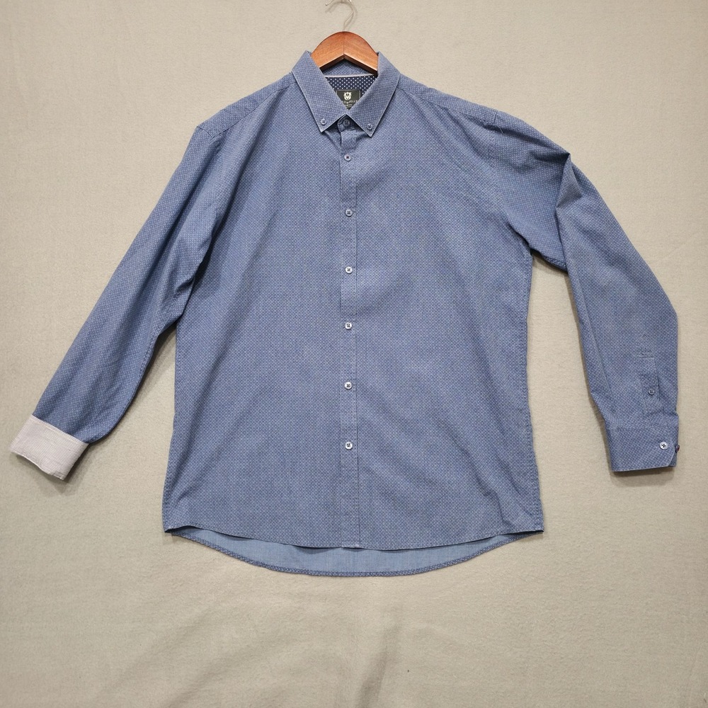 Steel & Jelly Men's Blue Long Sleeve Button Up Flip Cuff Shirt Size XL